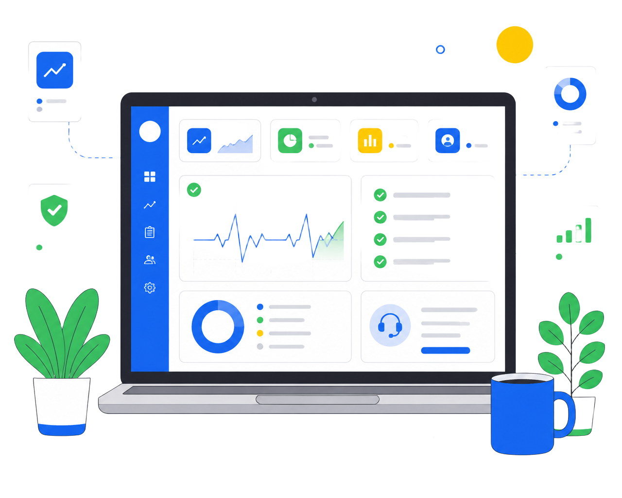 Illustration of a managed Koca Bean dashboard